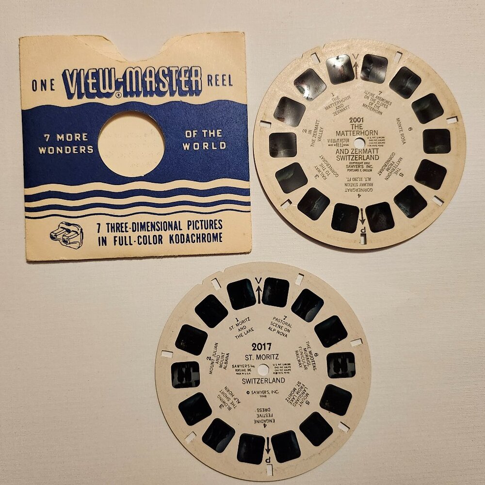VINTAGE View Master The Matterhorn and Zermatt Switzerland St. Moritz SKI Reels